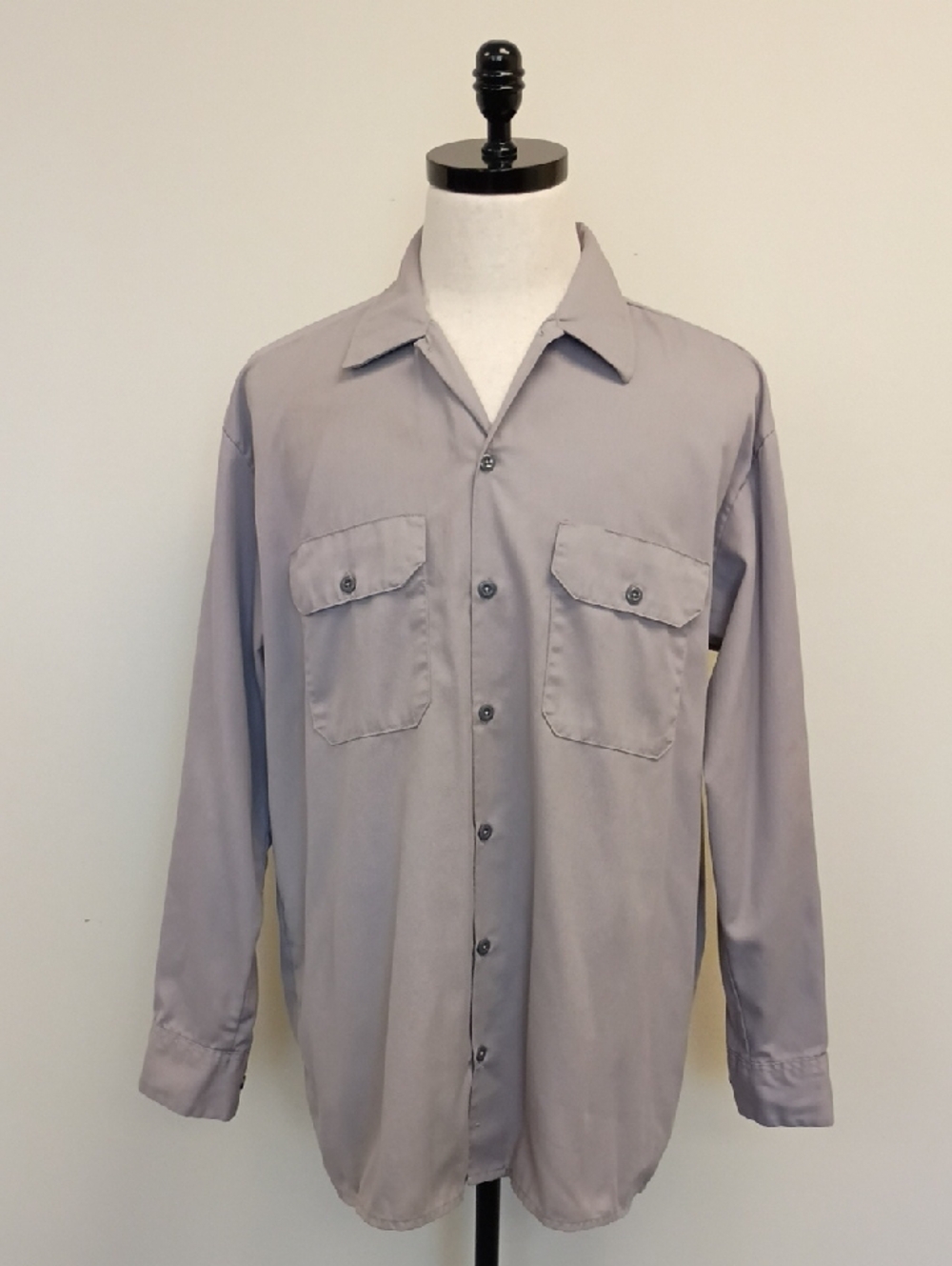Dickies Gray Work Shirt Long Sleeve Button Up Utility Size Large